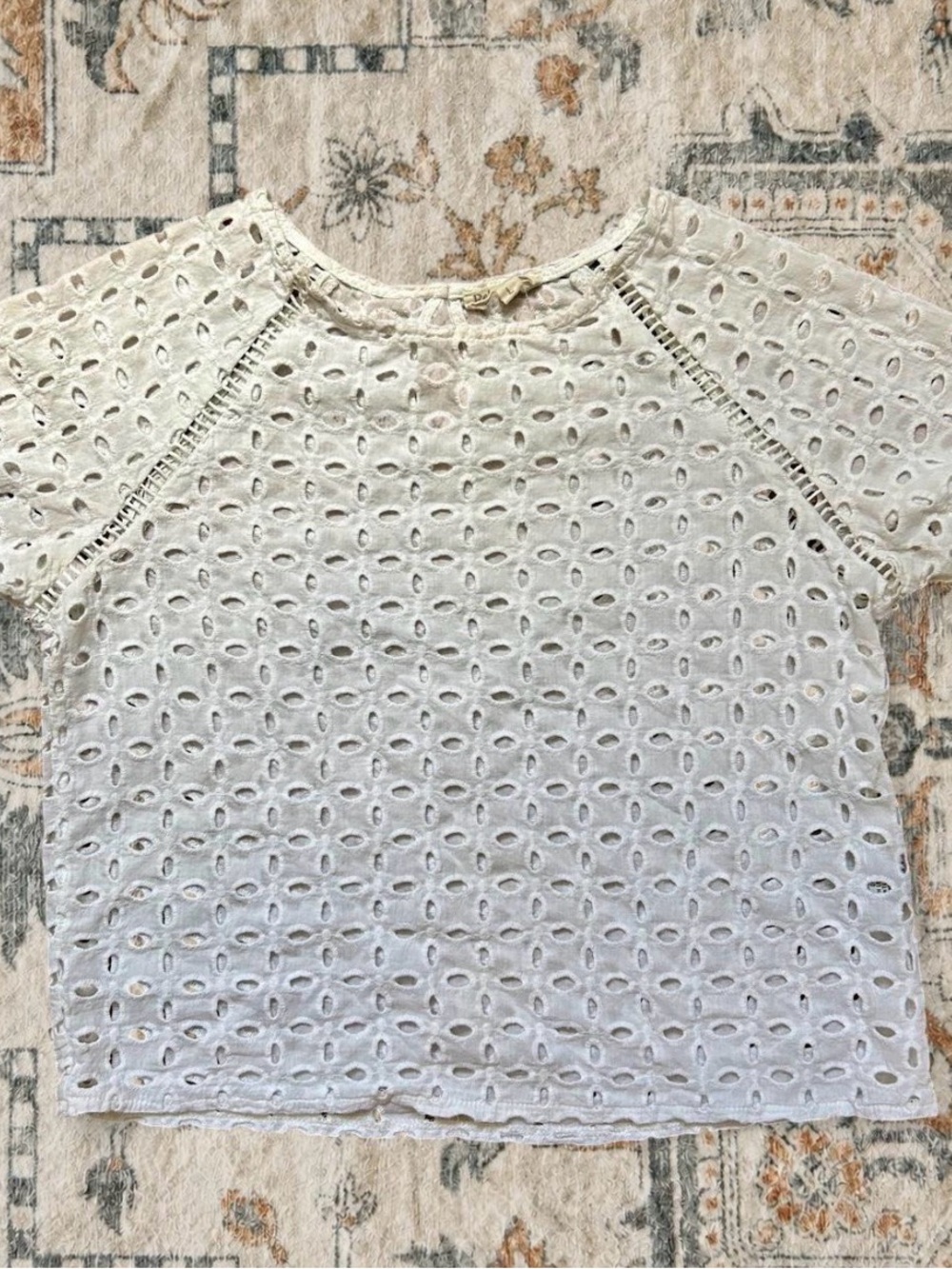 Rebellion White Eyelet Short Sleeve Cropped Top